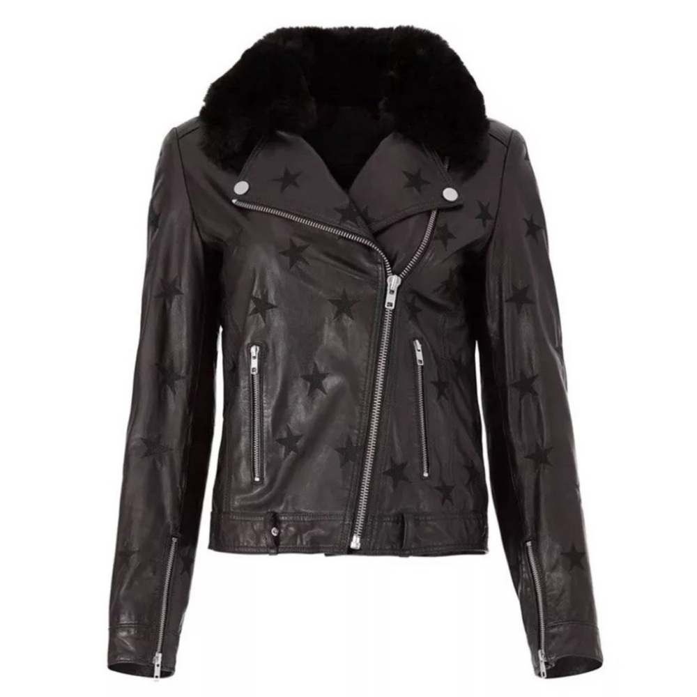 $1800 Samantha Sipos Seeing Stars Lambskin Moto Jacket